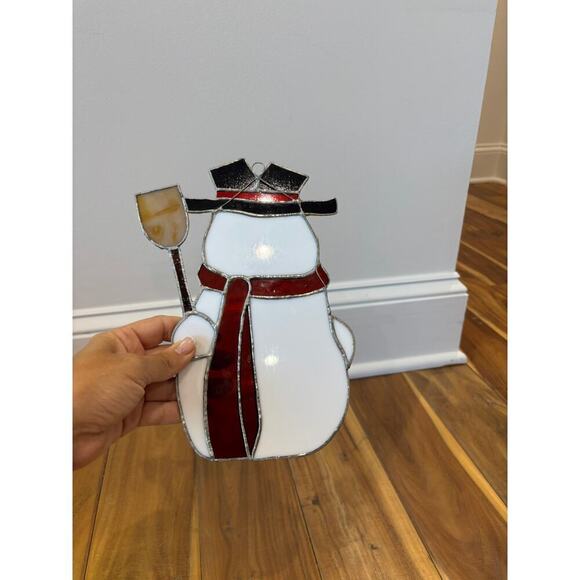 Vintage Stained Glass Snowman Christmas Ornament 1995 - Picture 3 of 3